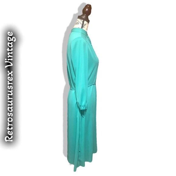 VINTAGE 1960’s Funky Mod Green Secretary Shift Dress Size Large - Picture 5 of 6